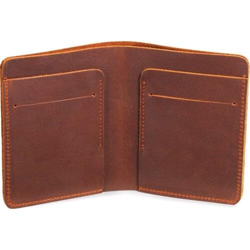 Crazy Horse Leather Mens Wallet Retro Top Layer Leather Dollar Purse Money Clip Bag Card Holder Mini Short Coin Purses Carteira