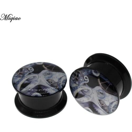 Miqiao 2pcs New Fashion Octopus Ear Expanding Acrylic Earplug Gauge 6mm-25mm Human Body Piercing Jewelry