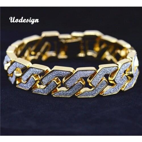 Gold silver color Men hip hop bracelet iced out 22.5cm long link chain Exquisite bracelets gifts for boyfriend fashion jewelry