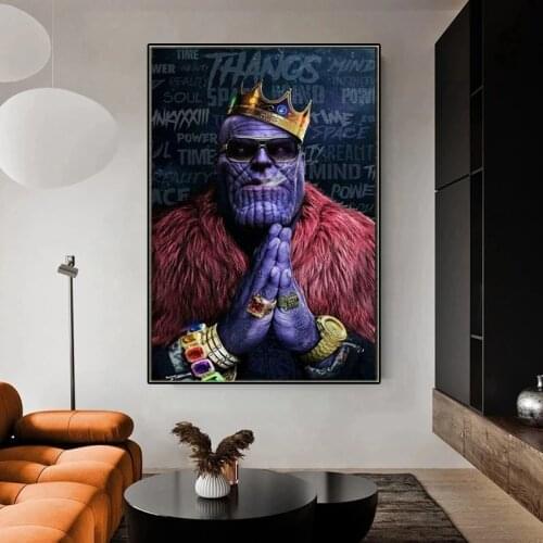Marvel Avengers Movie Canvas Painting Thanos with Crown Superhero Posters Prints Wall Art Pictures for Kids Room Decor Cuadros