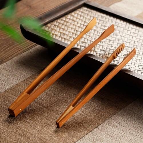 Natural Material Bamboo Teacup Clip Retro Style Handmade Tweezers Kung Fu Tea Accessories For Home Hotel Office Tea Party
