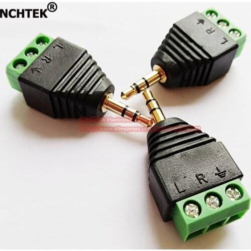 NCHTEK 3.5mm 1/8" Stereo Male Plug To AV Screw Video AV Balun Terminal Plug Adapter/Free Shipping/100PCS