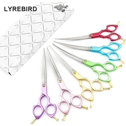 Dog Grooming Scissors Curved 7 Inch Professional Dog Curved Hair Scissors Dog Grooming Shears Japan 440C Lyrebird 5PCS/LOT NEW