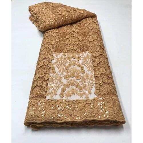 Wholesale African Laces 2021 High Quality Embroidered Sequin Fabric Guipure Cord Lace Fabric For Nigerian Party Dress Materials