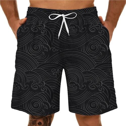 Mens Summer Casual Beach Breathable Boardshorts Leisure Sports Large Size Wave Pattern 3d Fun Print Shorts Bermuda Masculina