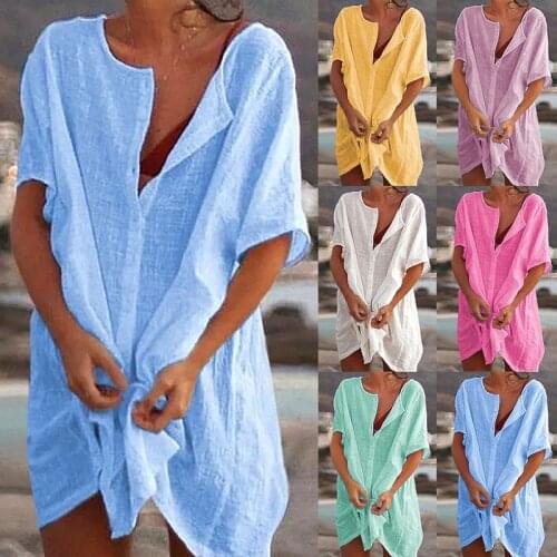 Hot Sexy Swimsuit Cover Up Plus Size for Women 2021 Cotton Tunics for Beach Woman Swimwear Beach Cover up Dress for Beachwear