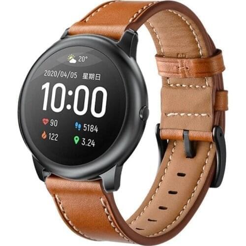 Bracelet Genuine Leather Watch Band Strap for Haylou Solar LS05 Replacement Wrist band strap Accessories