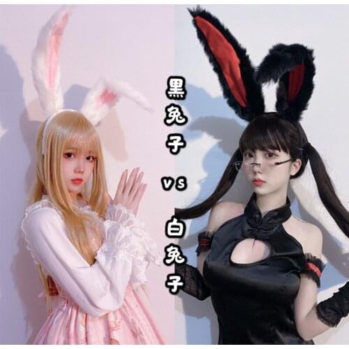 Bunny Girl Anime Kawaii Long Plush Rabbit Ear Headband Headwear Cosplay Soft Girl Cute Furry Animal Ear Hair Hoop Lolita Props