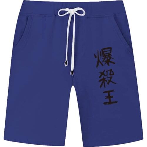 Summer Funny Print Shorts Men Cotton Goku Black Hot Pockets Waistband Mens Shorts Knee Fashion Sweatpants Casual