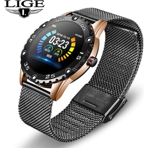 LIGE 2020 New Fashion smart watch men Women Fitness tracker Waterproof For iPhone leather smartwatch Heart rate blood pressure