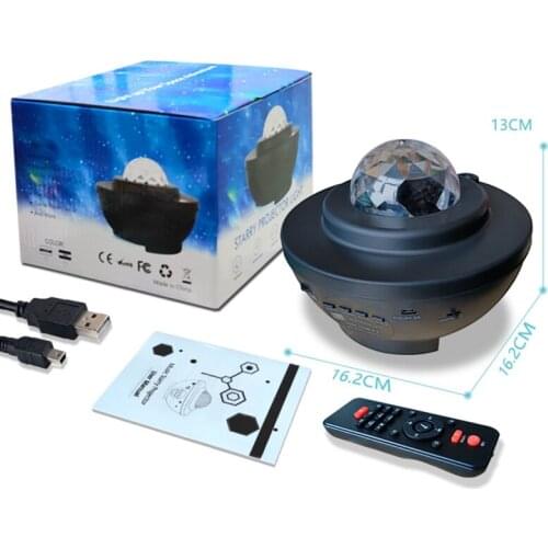 LED Star Ocean Wave Projector Night Light Galaxy Starry Sky Projector Bluetooth Night Lamp With Music Speaker birthday Decor