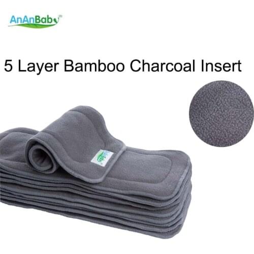 Hot sale Parents Choose 5 layer Bamboo Charcoal Inserts Diaper Inserts Baby comfortable Health Diaper Inserts 10Pcs/Lot