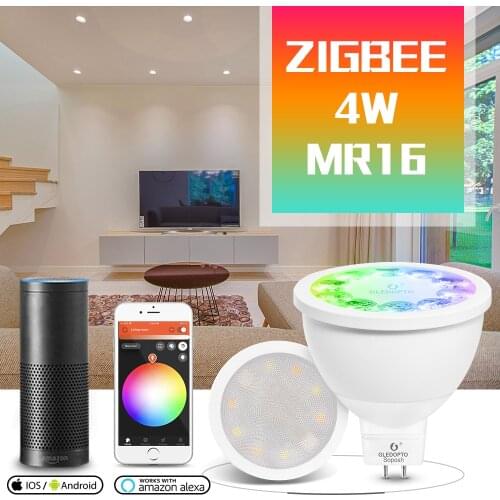 ZIGBEE Mr16 led spotlight 4W RGB/CCT LED BULB DC12V work with smartthins zigbee hub echo plus smart phone control light