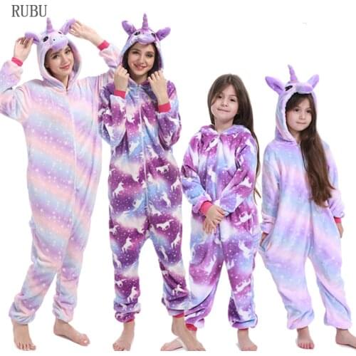 Girls Boys Winter Kigurumi Pajamas Unicorn Cartoon Anime Animal panda Onesies Kids Sleepwear Flannel Baby Jumpsuit Women Pajama