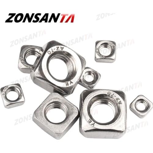 ZONSANTA Square Nuts M3 M4 M5 M6 M8 M10 M12 A2 304 Stainless Steel Din557