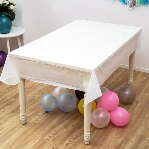 Kids Favors White Solid Color Tablecloth Baby Shower Decoration Wedding Party Disposable Maps Happy Birthday Table cover 1PCS