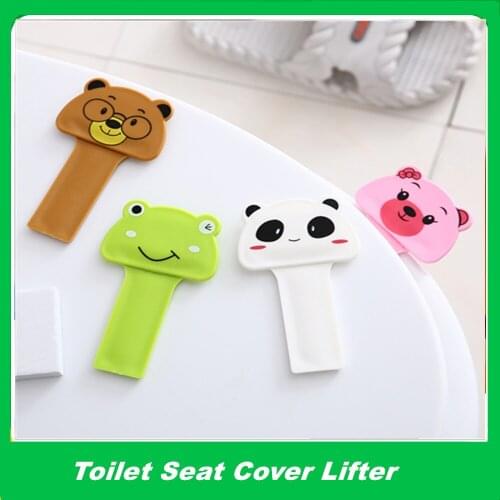 Cute Cartoon Cover Lifter Avoid Touching Toilet Seat Handle Sticker Bathroom Lid Cover Lift Portable Sanitary Closestool Lifter