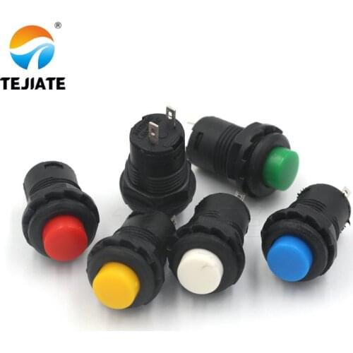 10pcs/lot DS-428/427 round button switch with lock self-locking without lock self-reset button red green yellow 12MM