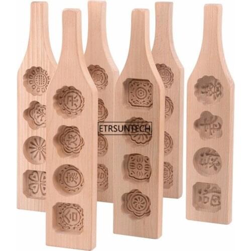 100pcs Wood Mooncake Baking Mold Cookies Mold 3D Flower Fondant Mooncake Tools Mooncake Decorating Kitchen DIY Accessories