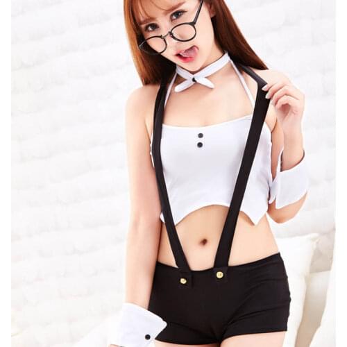 2020 Ladies Sexy Lingerie Role Stage Performance Low-Cut Button Decoration Suspenders Uniform Temptation Strap Rabbit Girl Suit