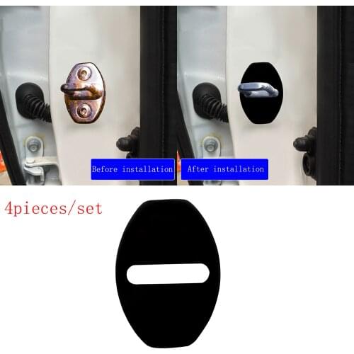 4 pcs Black Stainless Steel Car Door Lock Protective Buckle Cover case for Seat FR leon cupra ibiza
