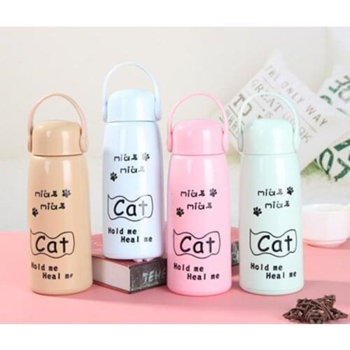 450ml Fashion cat cup Portable water cup Advertising promotional cups Double plastic casing Coffee Tea Milk Bottle Gifts BR033