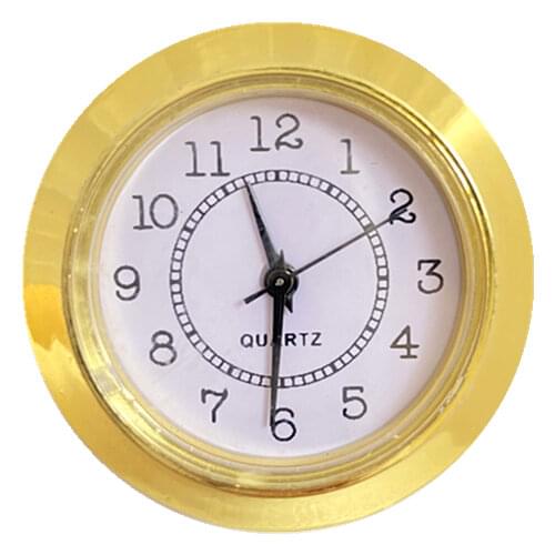 2 Pieces Plastic 39MM Built - in Clock Insert QUARTZ CLOCK FIT-UP/Insert Gold Trim DIY Clock Head