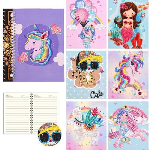 60 Pages 5D DIY Diamond Animal Painting Notebook Special Shaped Rhinestone Mosaic Embroidery Drawstring Diary Book Stationery