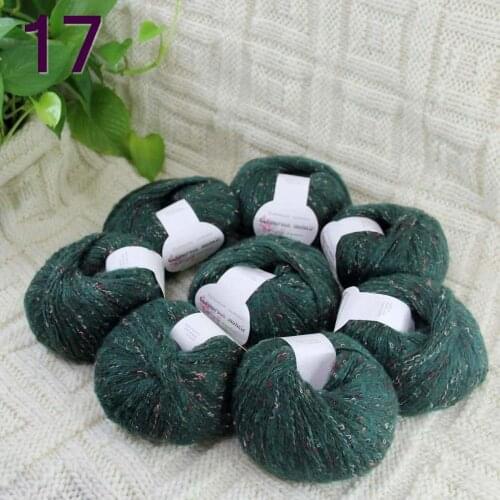 Sale 8ballsX50gr Luxury Fluffy Soft NEW MOHAIR Shawls Hand Knit Crochet Yarn Dark green 825-17-8