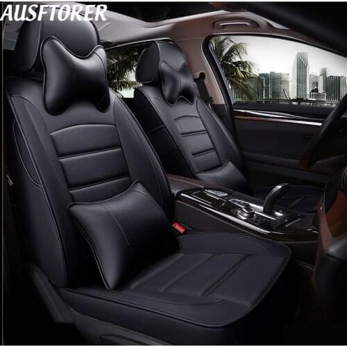 AUSFTORER Custom Leather Car Seat for Dodge Challenger srt Auto Seat Covers Set Cowhide Cushion Front & Rear Support Accessories