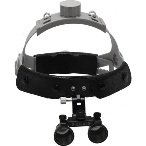 2.5X420 Headband Portable Dentist Surgical Medical Binocular Dental Loupe Optical Glass with LED Head Light Lamp AAA