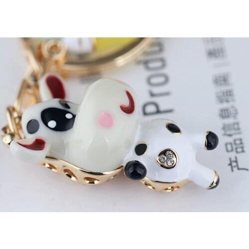 Cow Keychain Cute Women Car Key Chain Pendant Ring Cover Holder Purse Handbag Bag Charms Trinket Chaveiro Llaveros Sleutelhanger