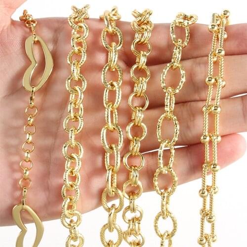 1M Gold Color Stainless Steel Box Chain Toggle Clasp for Bracelets Necklace Ankles Jewelry Making DIY Accessories