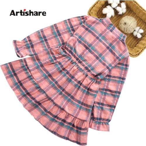 Kids Dresses For Girls Plaid Pattern Kids Party Dresses For Girls Spring Autumn Dress Kids Casual Style Girls Clothing 6 8 10 12