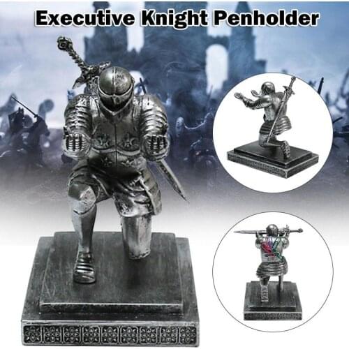Hot Sale Executive Officer Knight Pen Holder with Sword 15*10*15cm Armor Knight Stationery Medieval Theme Resin Decor for Office
