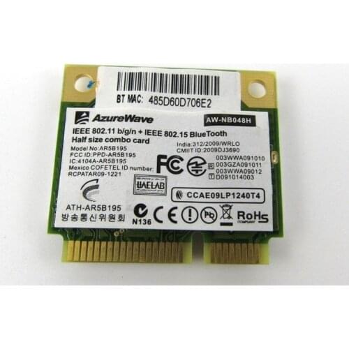 Card for Dell DW1702 AzureWave AR5B195 802.11n Wireless Bluetooth PCIe AR9285 AW-NB048H P15M5