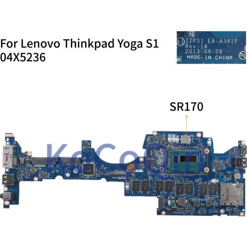 KoCoQin Laptop motherboard For Lenovo Yoga S1 Core I5-4200U 8GB Ram Mainboard ZIPS1 LA-A341P 04X5236 04X5235 00HT129 SR170