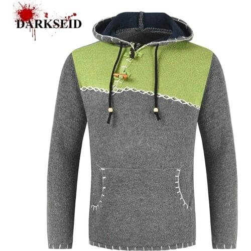 Mens Fashion Splicing Pullover Long-sleeved Sweater Casual Sweatshirt