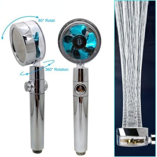 2021 Shower Head Water Saving Flow 360 Degrees Rotating With Small Fan ABS Rain High Pressure spray Nozzle Bathroom Accessories