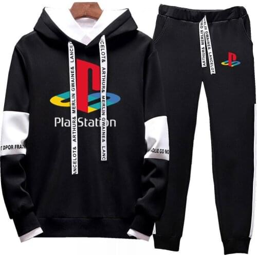 New 2021 Spring Men‘s PlayStation Print Fashion Hoodies Sweatpants Comfortable Cotton Harajuku Trousers Sport Suit clothes