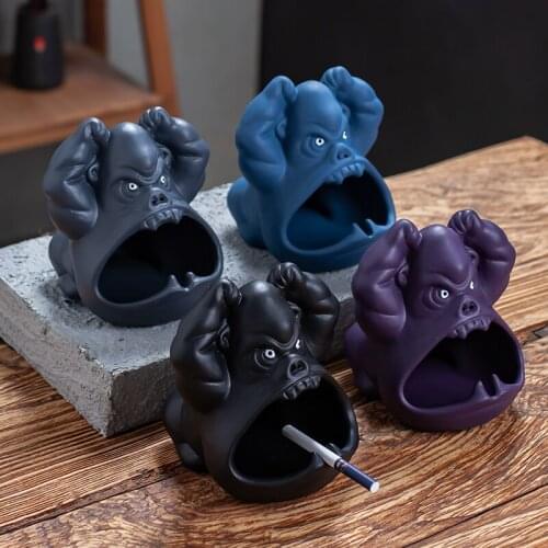 High capacity King Kong ceramic Ashtray Home Crafts Home living room decoration Men Smoking accessories Fathers Day Gift