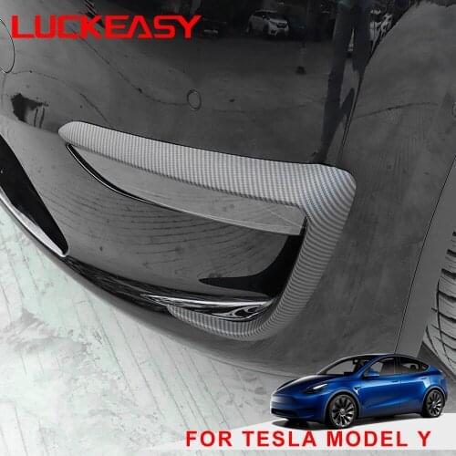 For Tesla Model Y ABS Front Fog Lamp Eyebrow Wind Knife decoration Matte black Carbon fiber modification automobile repacking