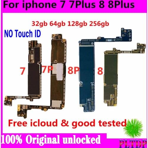 Unlocked Mainboard NO Touch ID Fingerprint For Apple iphone 7 7Plus Logic Board with Chips For iPhone 8 8Plus motherboard