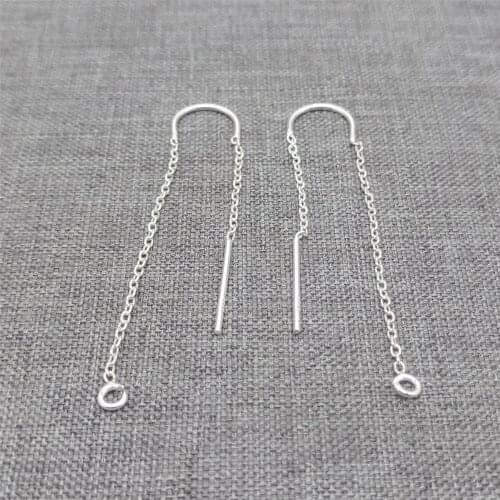 2prs of 925 Sterling Silver U Earring Threaders w/ Ring Cable Chain Ear Threads