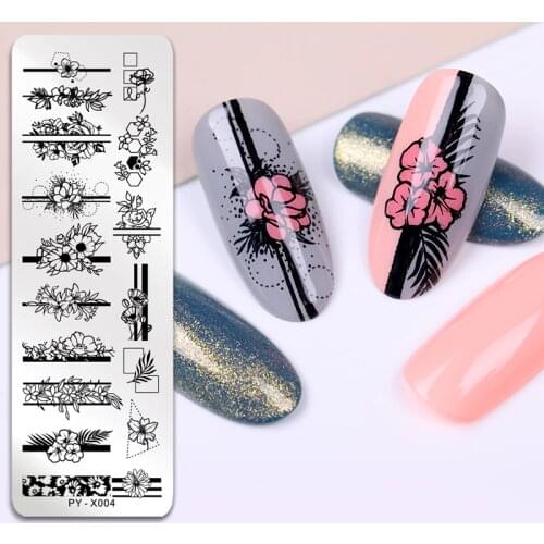 PICT YOU Nail Stamping Plate Flower Leaf Nail Printing Stamping Templates DIY Image Plate Stainless Steel Stencil Tools PY-X004