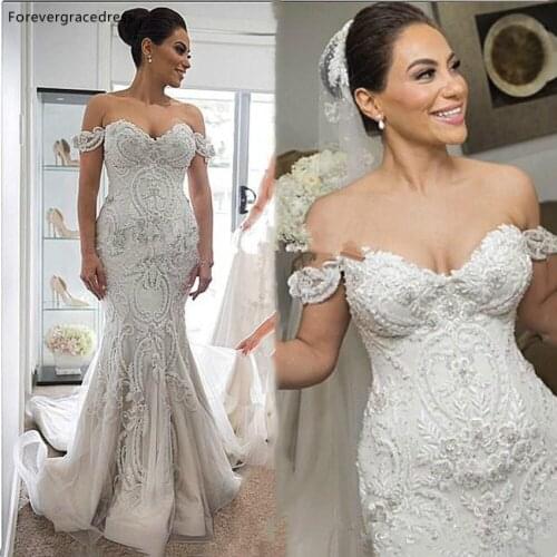 Amazing Off Shoulder Lace Wedding Dresses Vintage Mermaid Backless Formal Bridal Gowns Tailor Made Plus Size Available