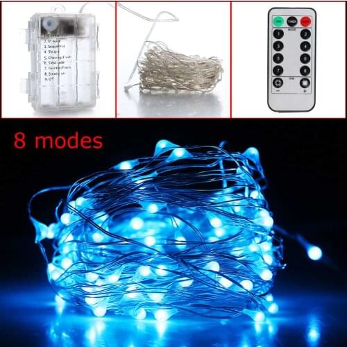 10m 100Leds Waterproof Led Battery String Lights Silver Wire 8 Modes LED Starry Fairy Lights With Wireless Handheld Control