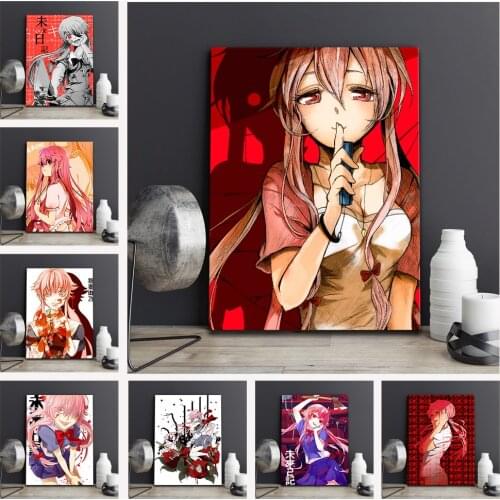 WTQ Canvas Painting Anime Poster Future Diary Retro Poster Mirai Nikki Wall Decor Wall Art Picture Decor Room Decor Home Deco