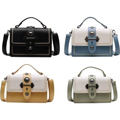 Womens Casual Shoulder Bag High Quality PU Leather Womens Handbag With Rivet Shoulder Messenger Bag