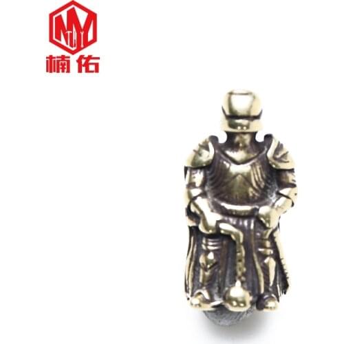 1PC Creative Retro Brass Armor Knight EDC Paracord Beads Knife Beads Rope Cord Beads Lanyard Pendants Outdoor Accessories